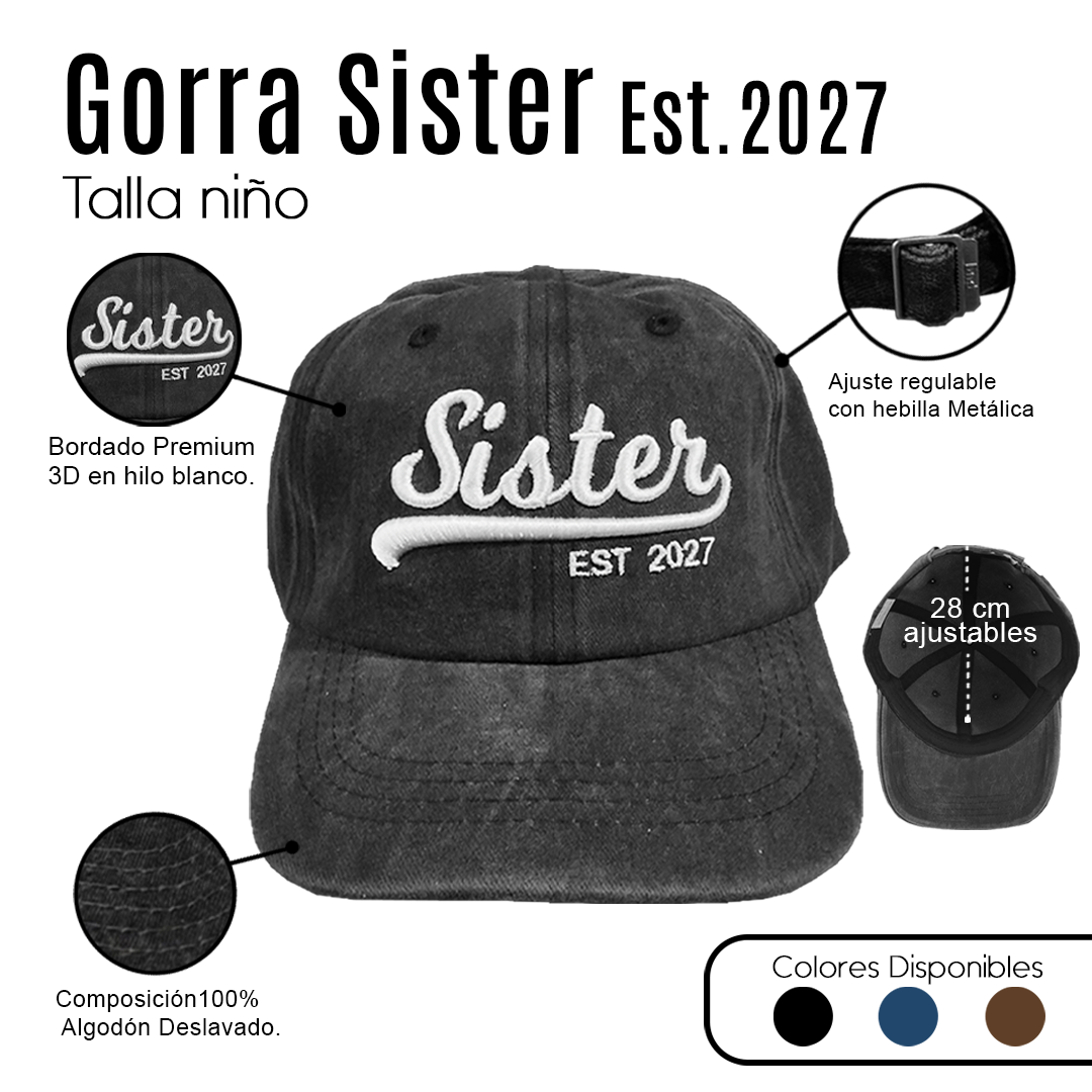 Kit 3 Gorras Mom, Dad, Sister Bordado 2027