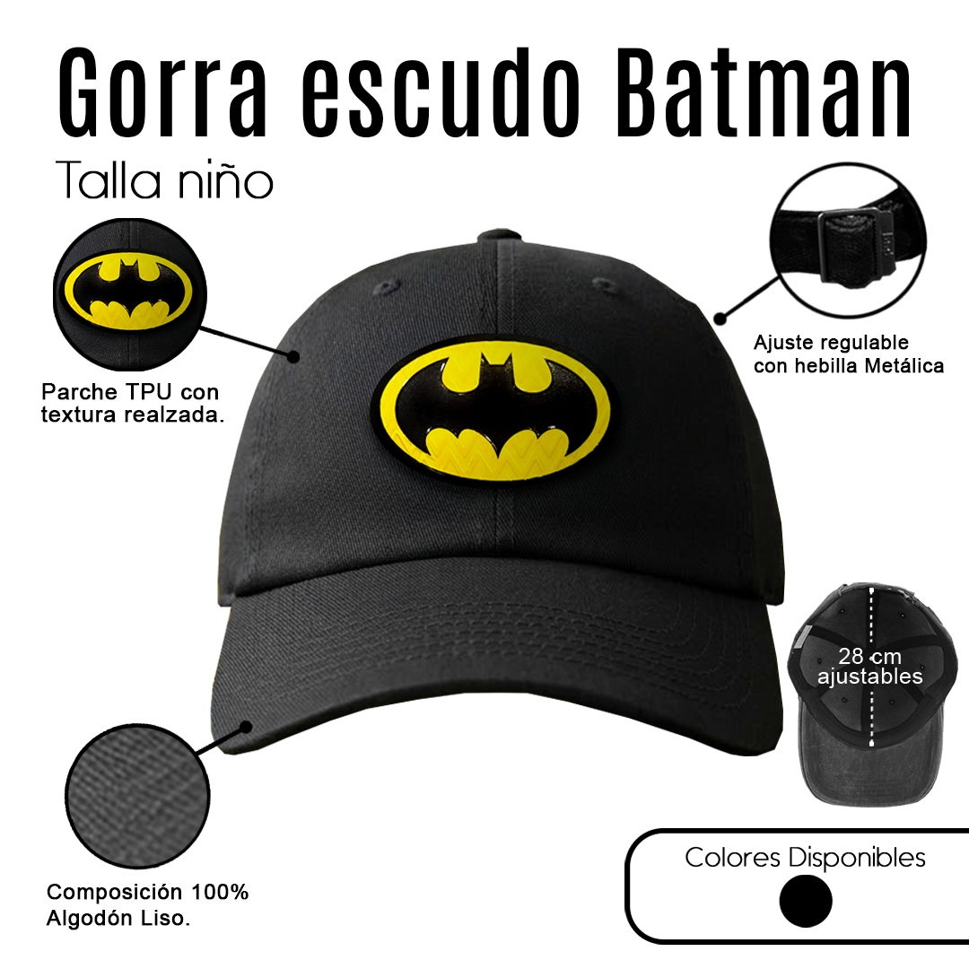Gorra Batman Color Negro Infantil Con Parche 3D