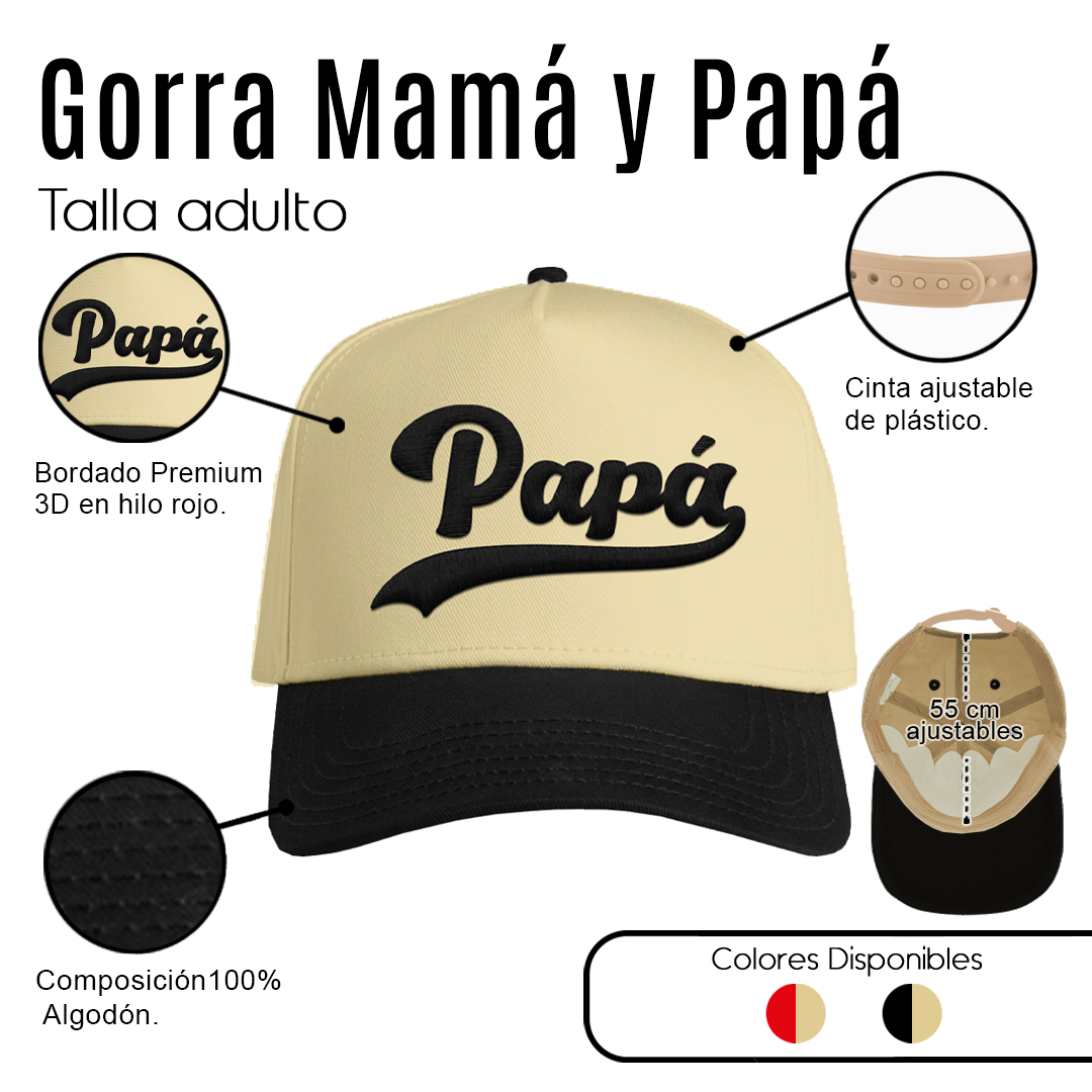 Gorra Mamá y Papá Negro Beige