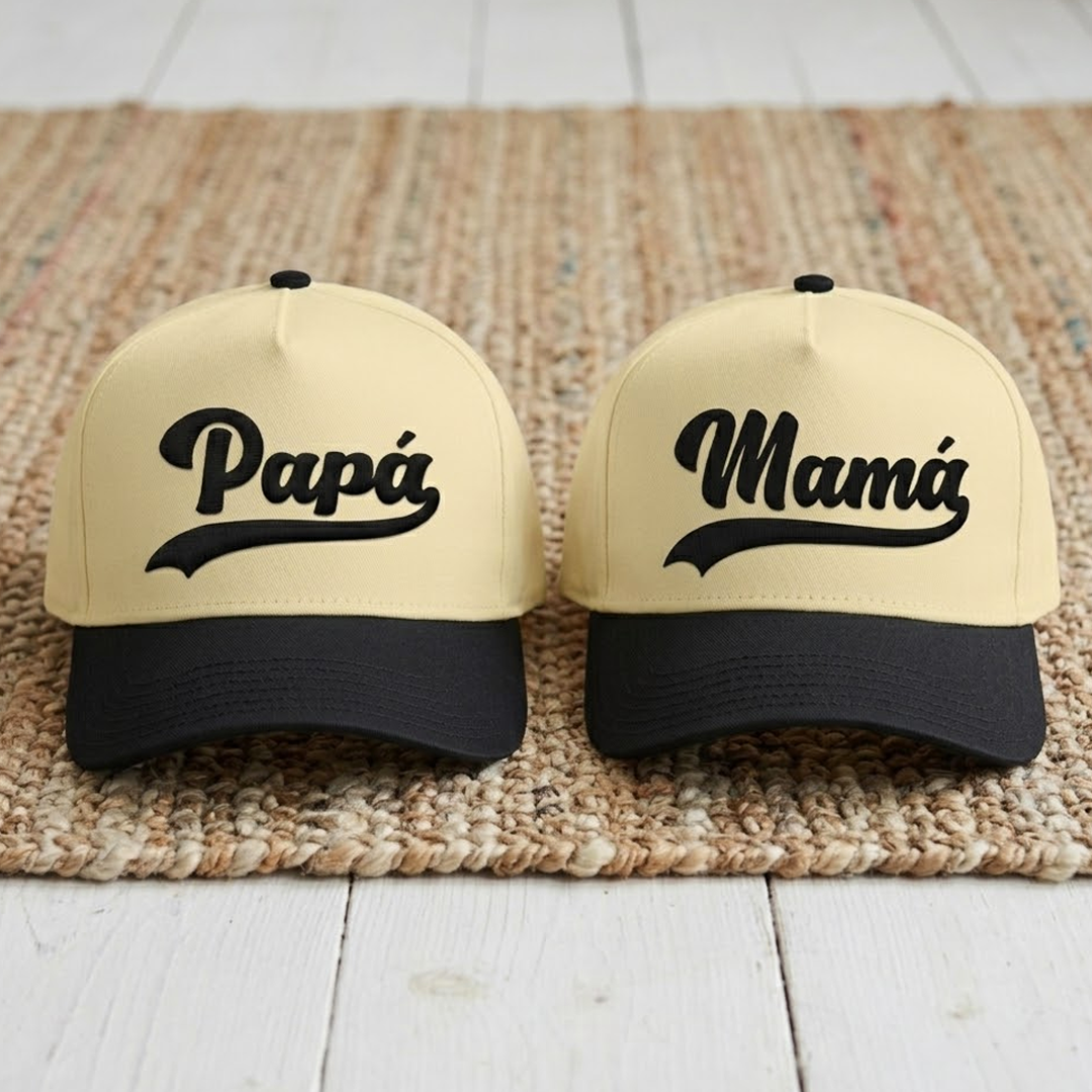 Gorra Mamá y Papá Negro Beige