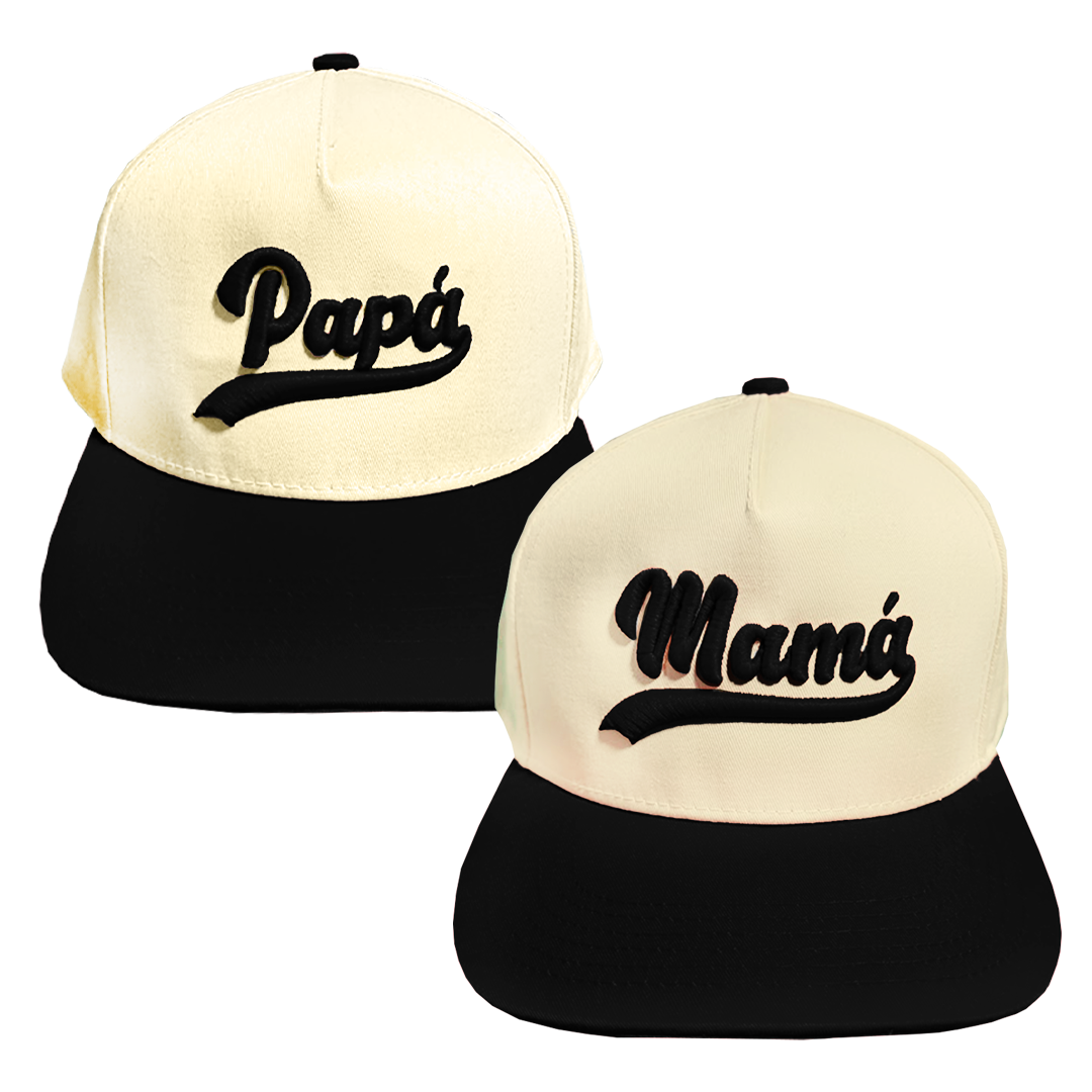 Gorra Mamá y Papá Negro Beige