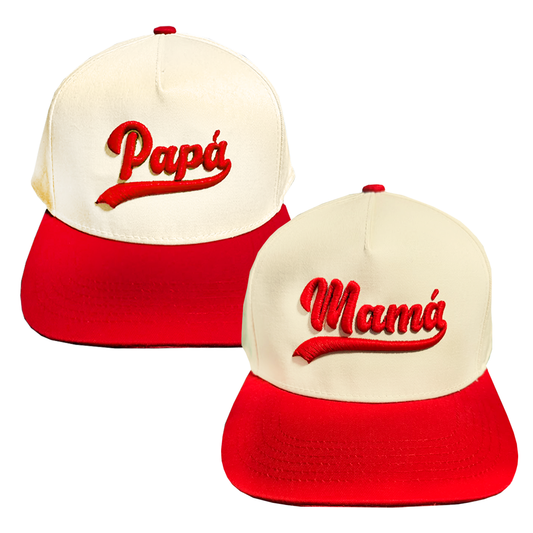 Gorra Mamá y Papá Rojo Beige