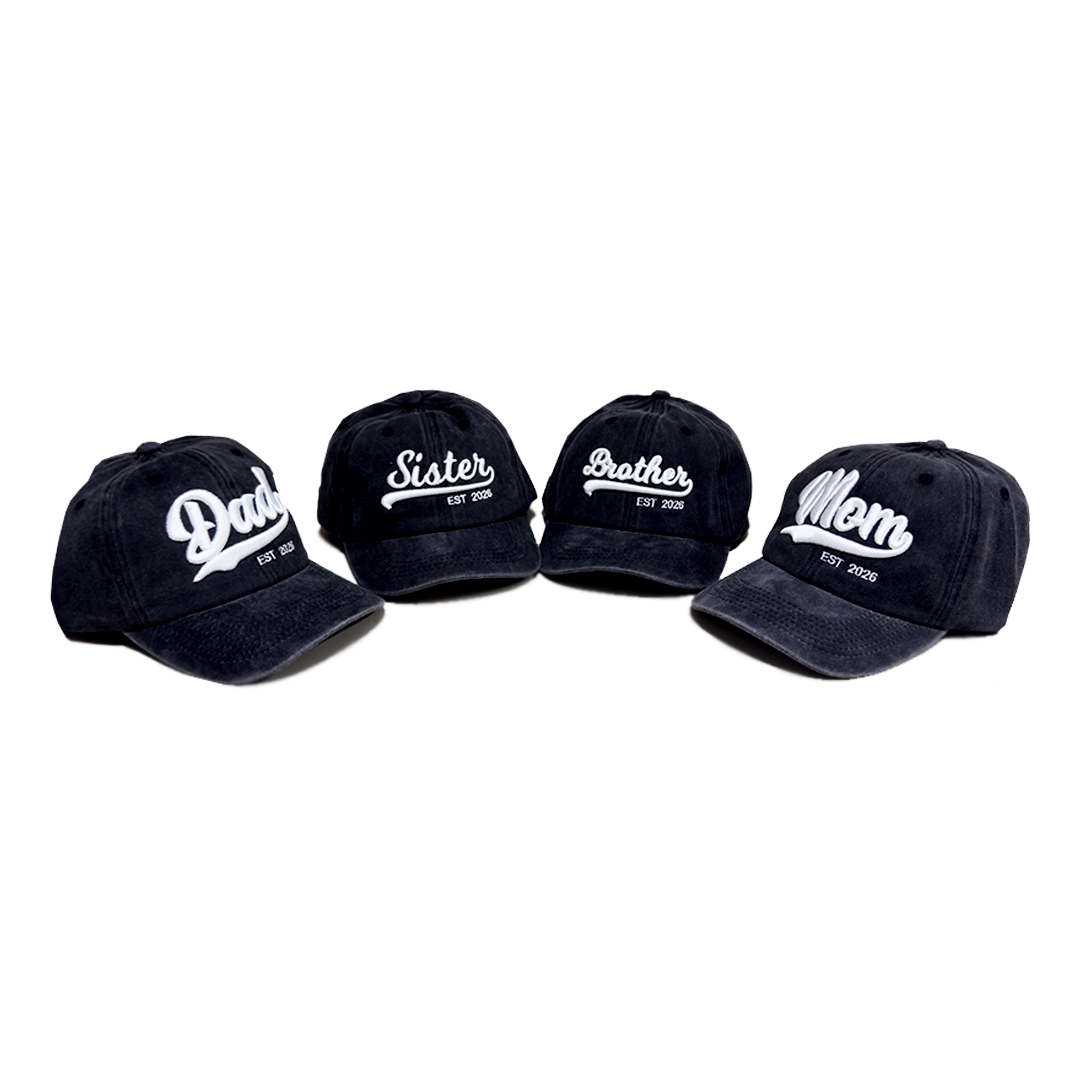 Kit 4 Gorras Dad, Mom, Brother, Sister 2026