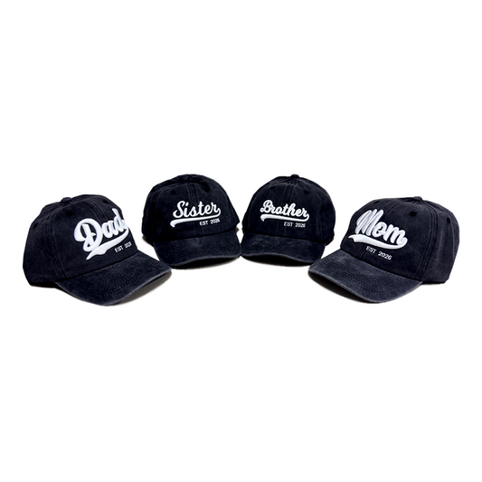 Kit 4 Gorras Dad, Mom, Brother, Sister 2026