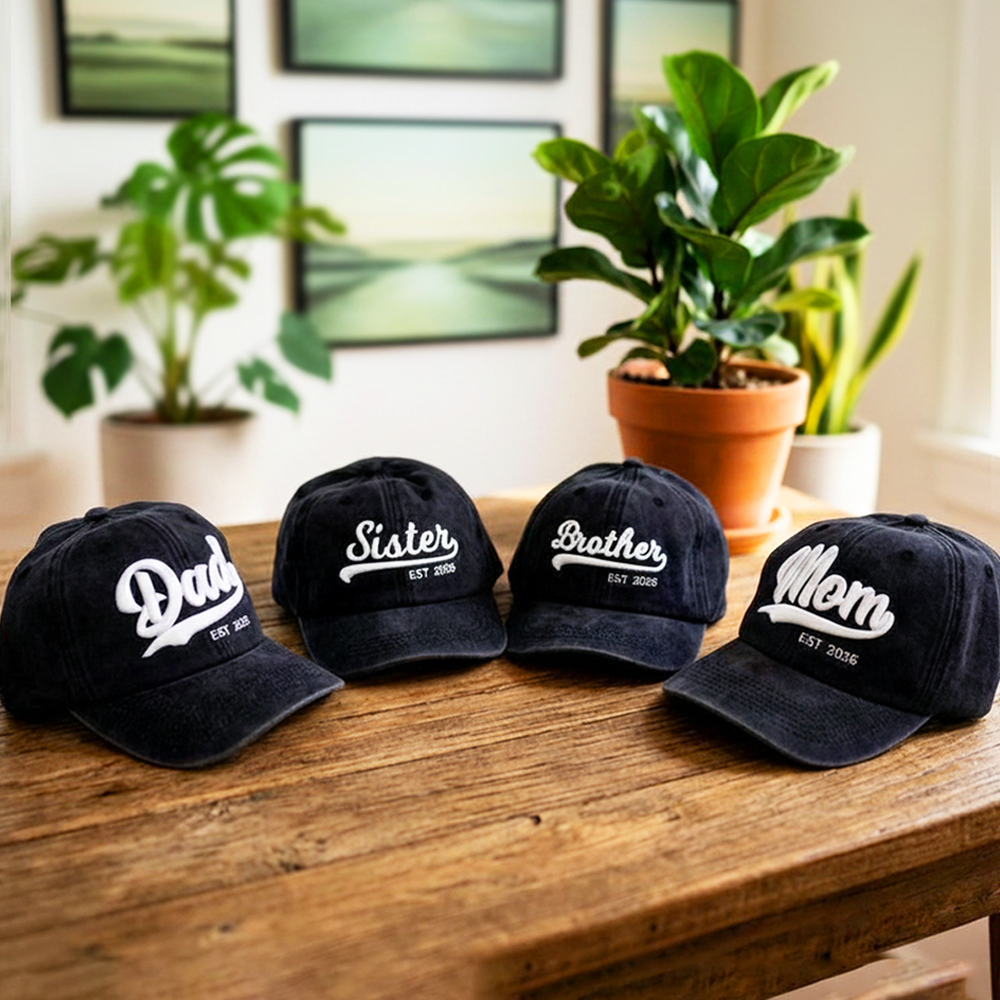 Kit 4 Gorras Dad, Mom, Brother, Sister 2026