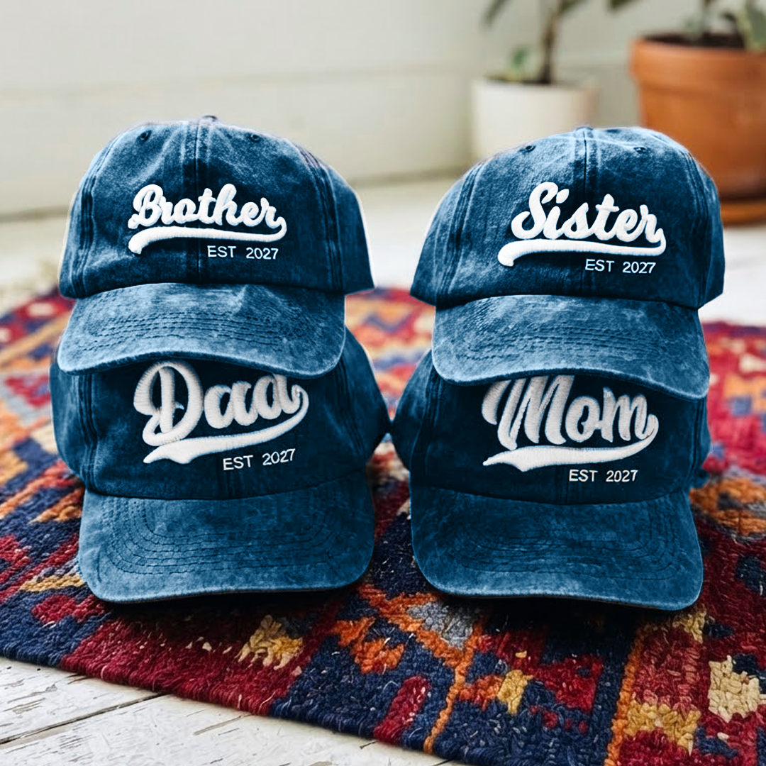 Kit 4 Gorras Dad, Mom, Brother, Sister 2027 Marino