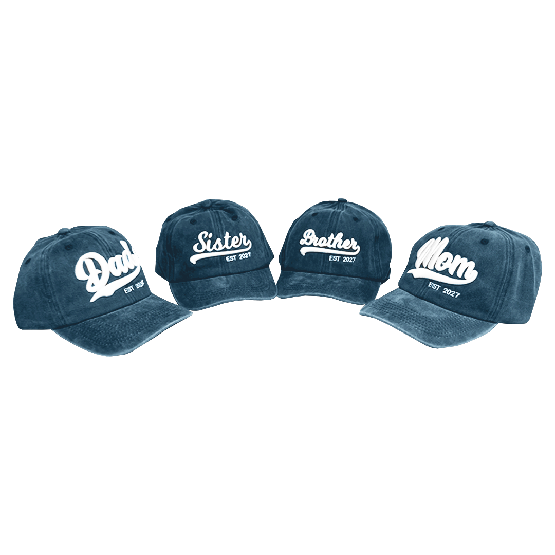 Kit 4 Gorras Dad, Mom, Brother, Sister 2027 Marino