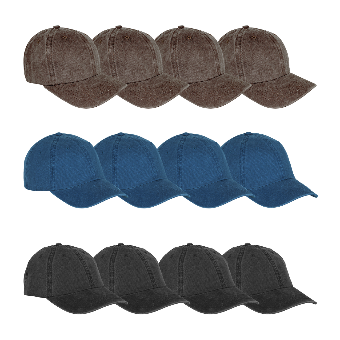 Paquete 12 Gorras Deslavada Lisa