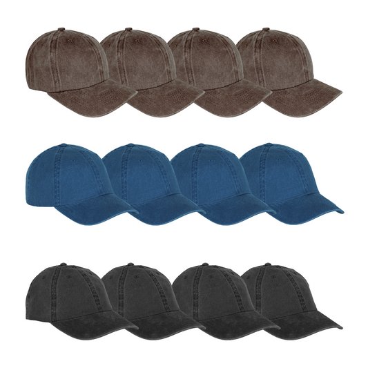 Paquete 12 Gorras Deslavada Lisa
