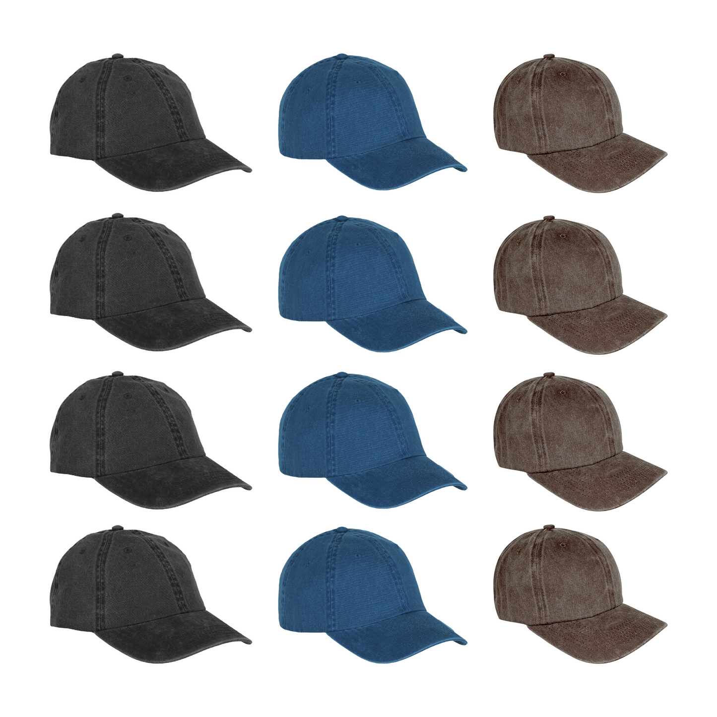 Paquete 12 Gorras Infantil Deslavada Lisa