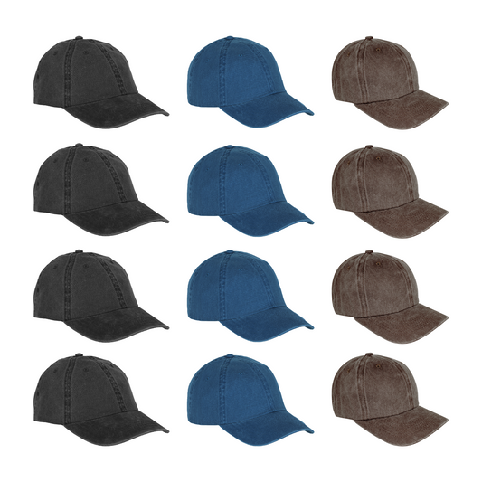 Paquete 12 Gorras Infantil Deslavada Lisa