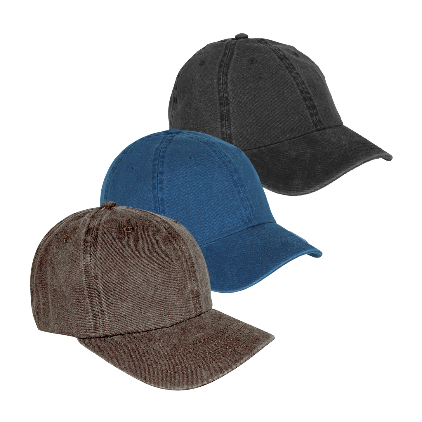 Paquete 3 Gorras Deslavada Lisa