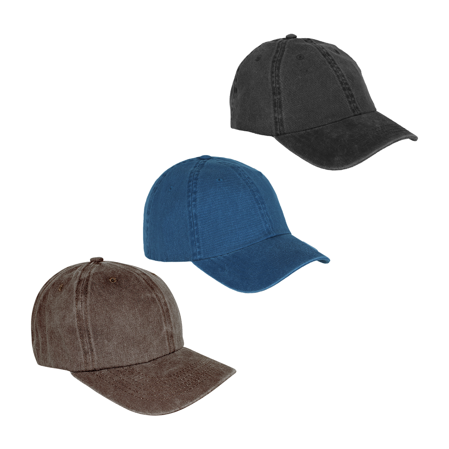 Paquete 3 Gorras Infantil Deslavada Lisa