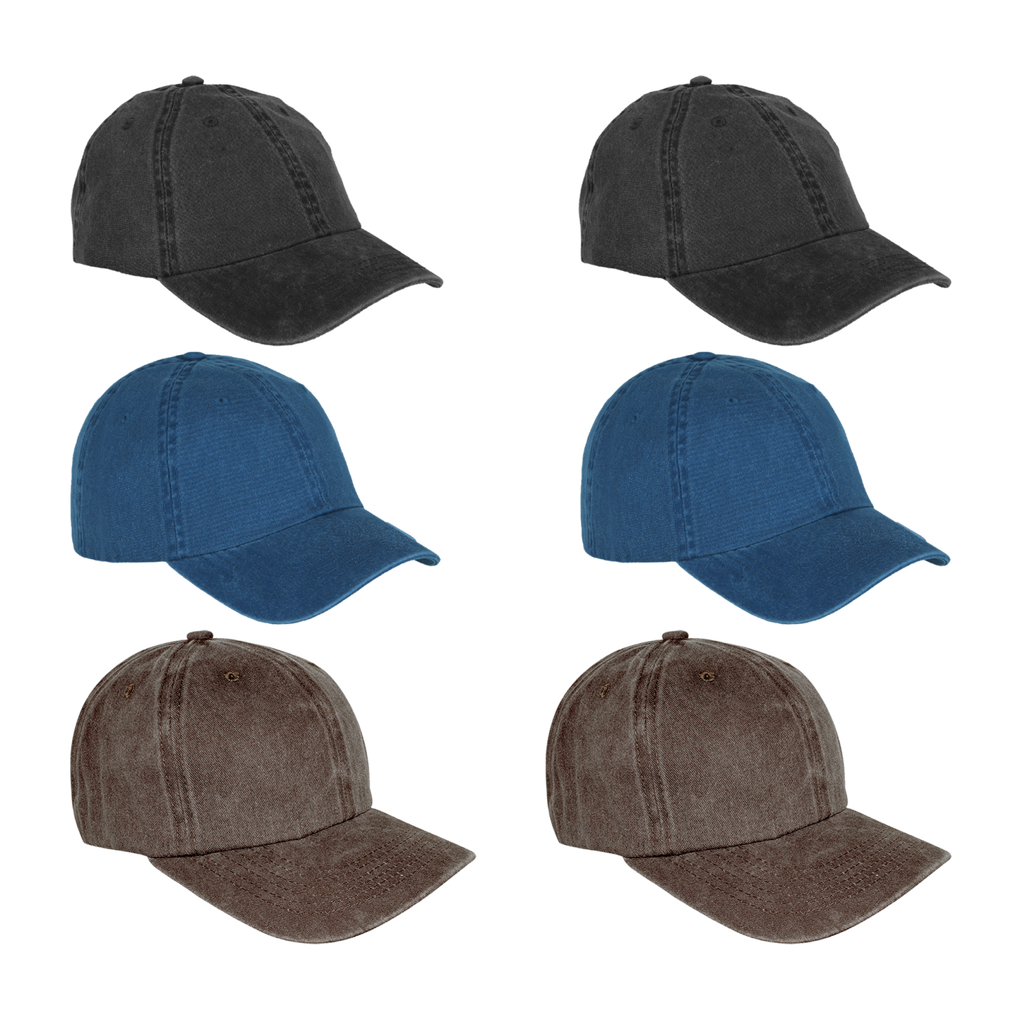 Paquete 6 Gorras Deslavada Lisa