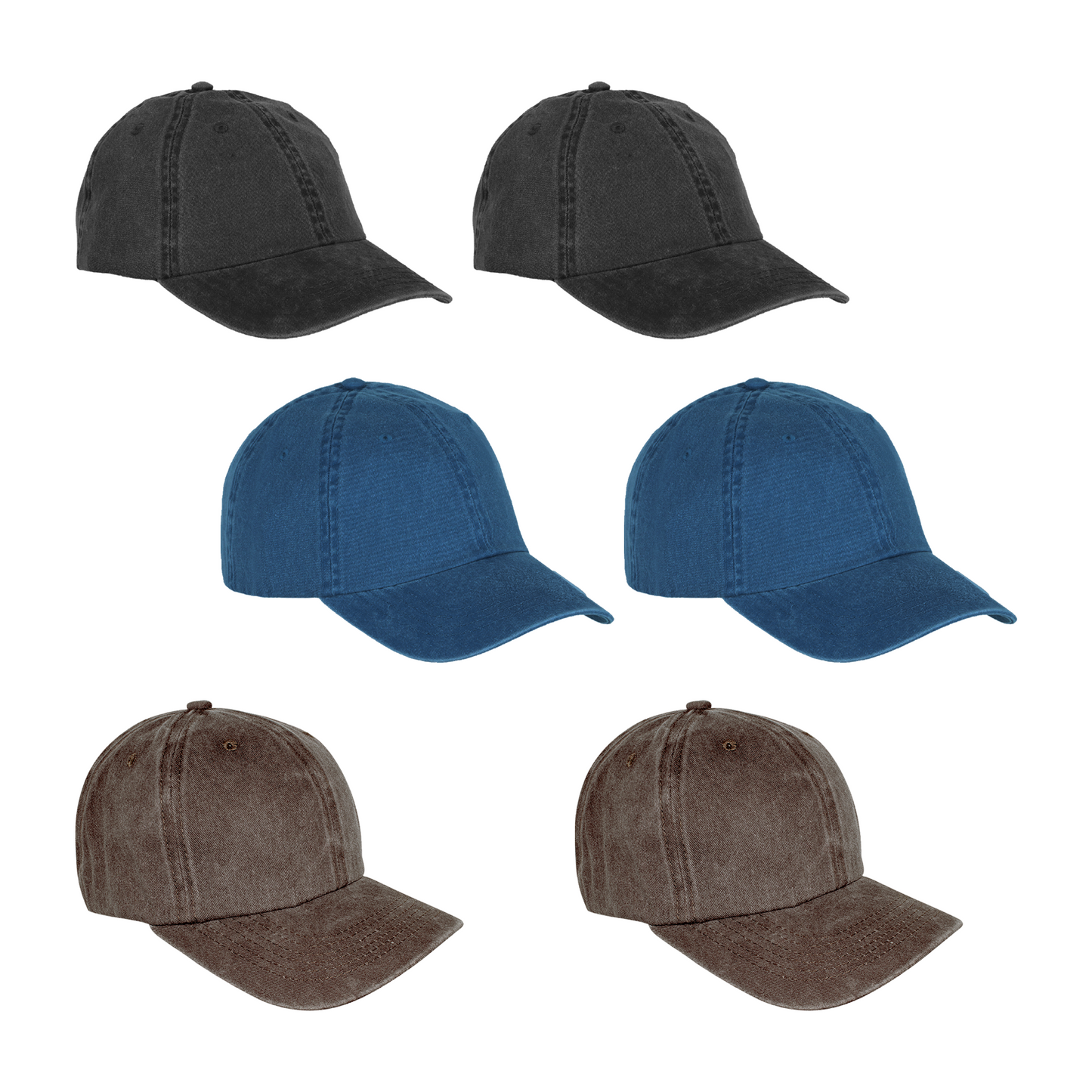 Paquete 6 Gorras Infantil Deslavada Lisa